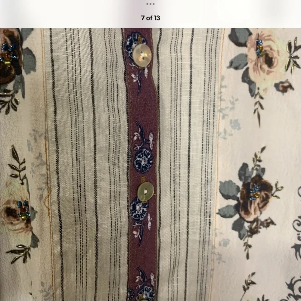 John Mark plus size Embellished mixed Fabric Button-Up Shirt - Picture 7 of 13